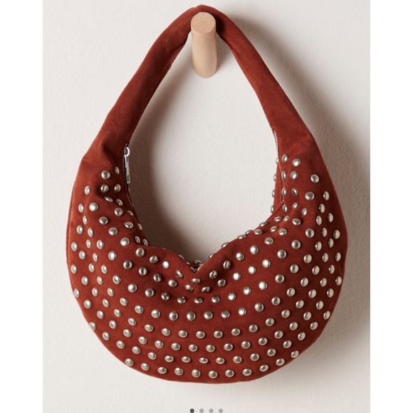 Free People Handbags - Free People Understated Leather Studded Shoulder Bag in Cognac $398R NWT